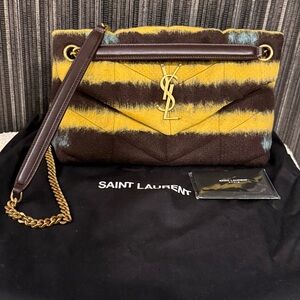 SAINT LAURENT Loulou Puffer Shoulder/Crossbody Bag Quilted Tie Dye Wool Small